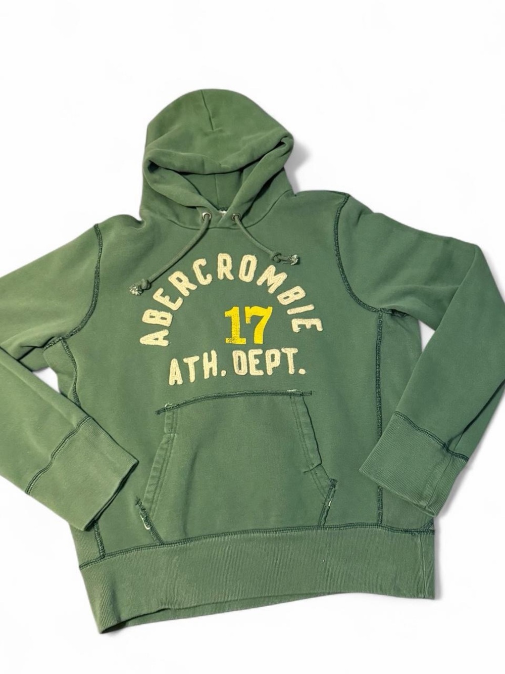 Vintage Abercrombie & Fitch Green '17' Athletic Hoodie Y2K